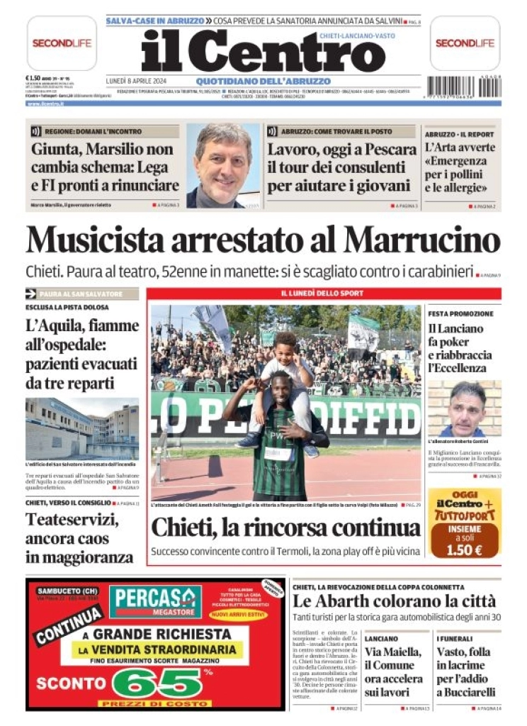 anteprima della prima pagina di il-centro-chieti del 08/04/2024