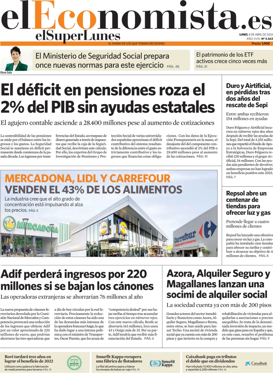 anteprima della prima pagina di el-economista del 08/04/2024