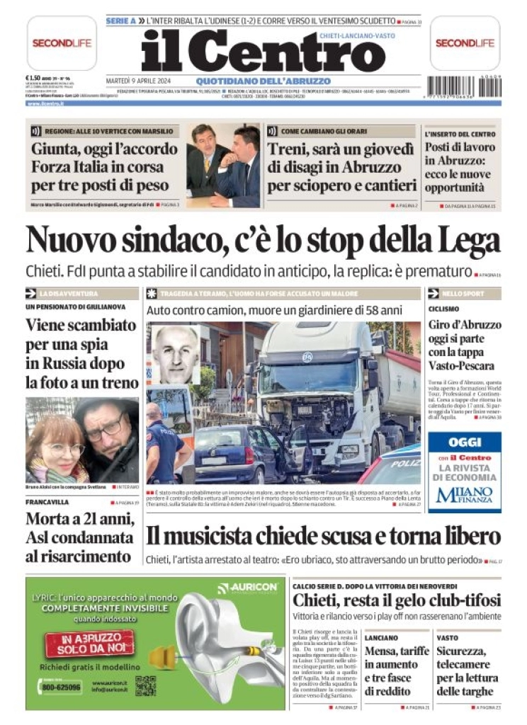 anteprima della prima pagina di il-centro-chieti del 09/04/2024