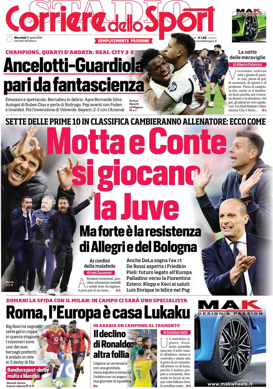 anteprima della prima pagina di corriere-dello-sport del 10/04/2024