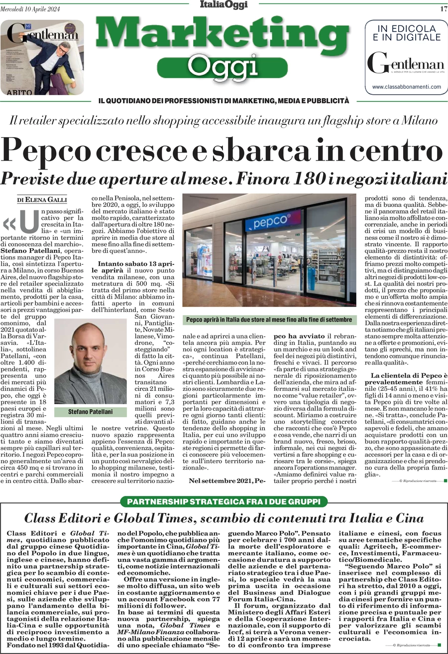 anteprima della prima pagina di marketing-oggi del 10/04/2024