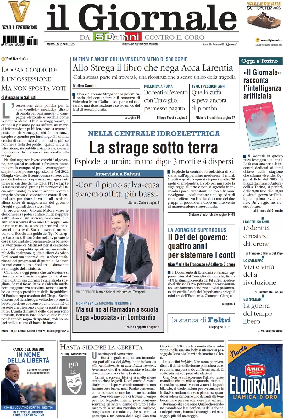 anteprima della prima pagina di il-giornale del 10/04/2024