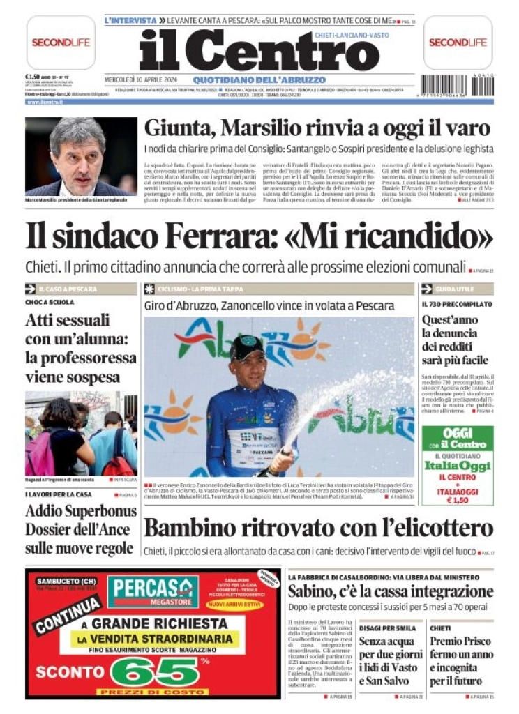 anteprima della prima pagina di il-centro-chieti del 10/04/2024