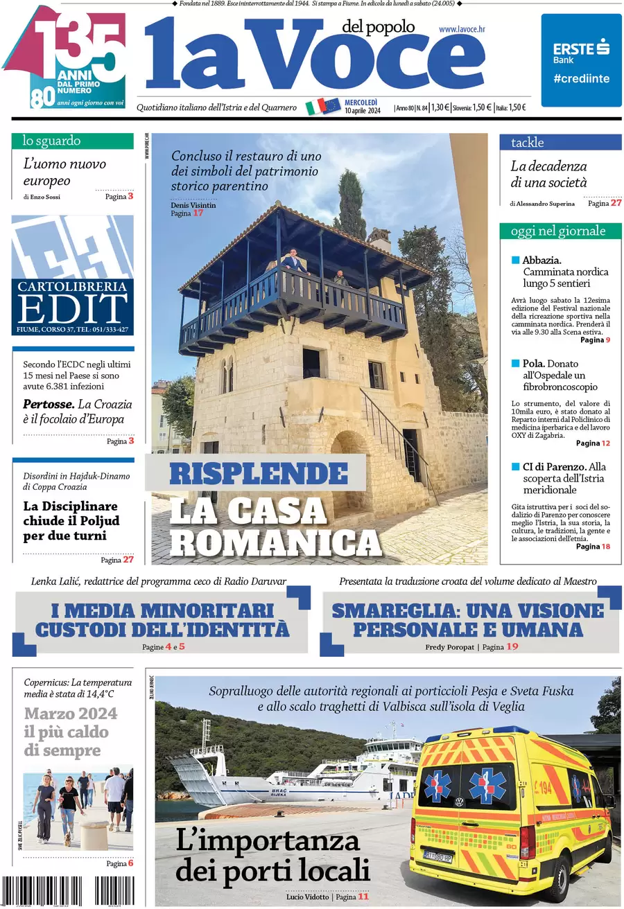 anteprima della prima pagina di la-voce-del-popolo del 10/04/2024