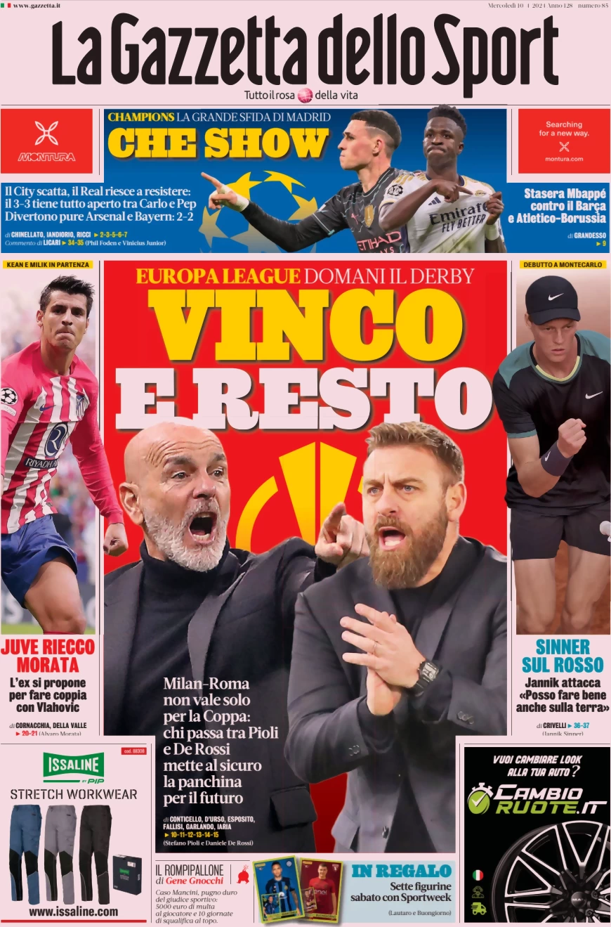 anteprima della prima pagina di la-gazzetta-dello-sport del 10/04/2024