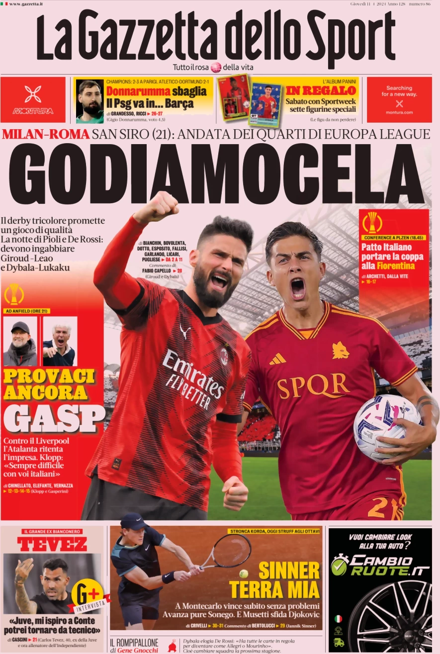 anteprima della prima pagina di la-gazzetta-dello-sport del 11/04/2024