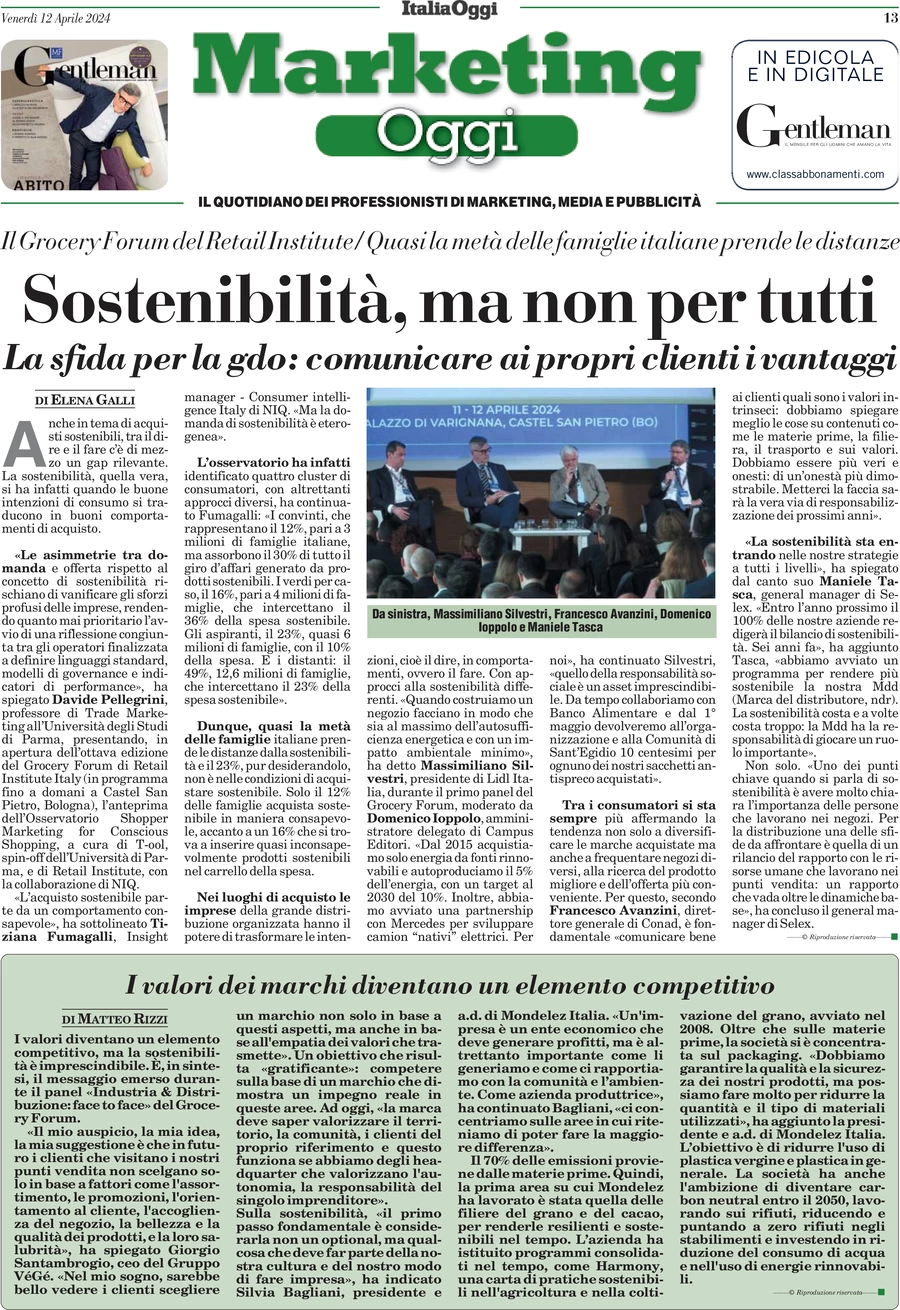 anteprima della prima pagina di marketing-oggi del 12/04/2024