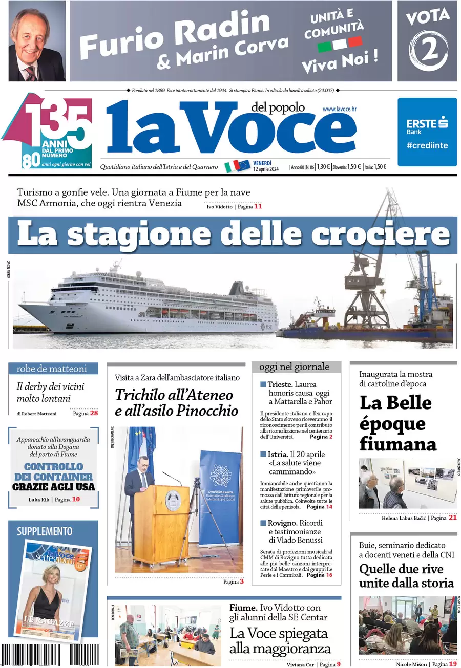 anteprima della prima pagina di la-voce-del-popolo del 12/04/2024