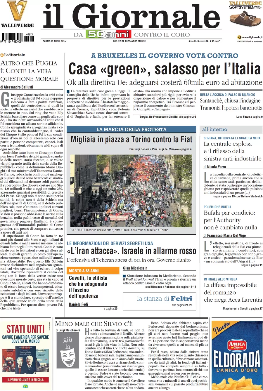 anteprima della prima pagina di il-giornale del 13/04/2024