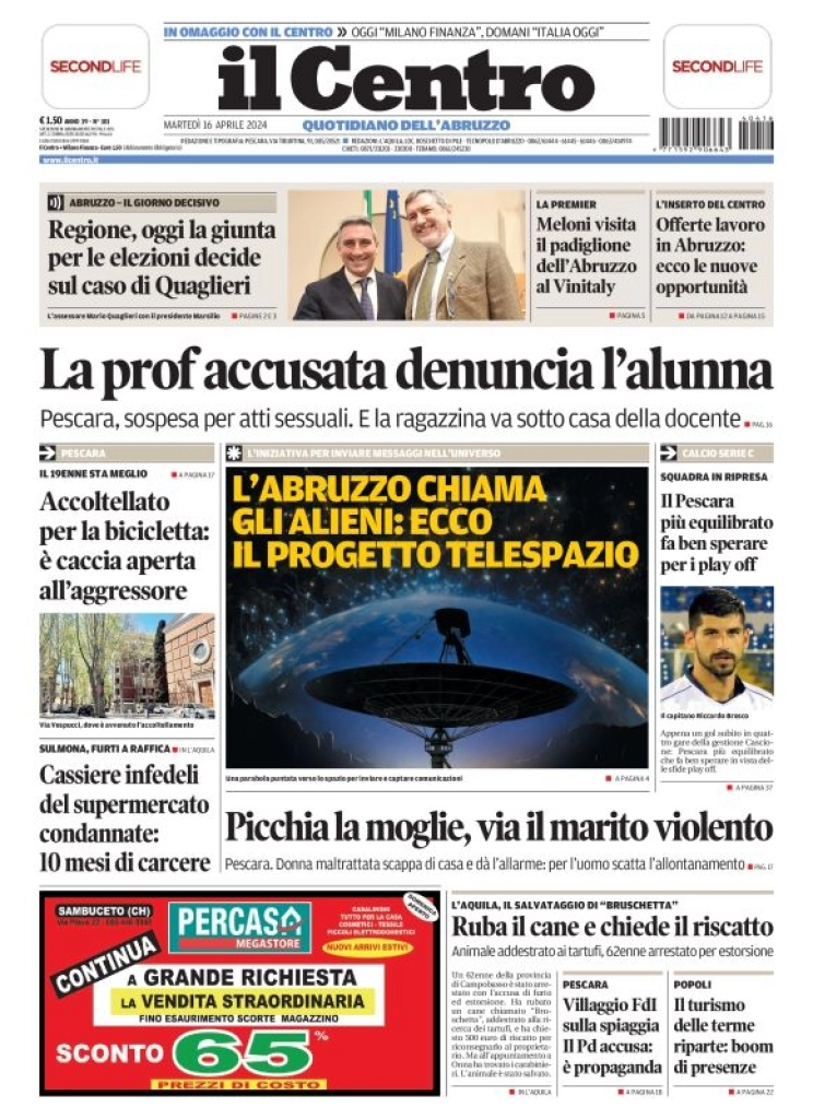 anteprima della prima pagina di il-centro-pescara del 16/04/2024