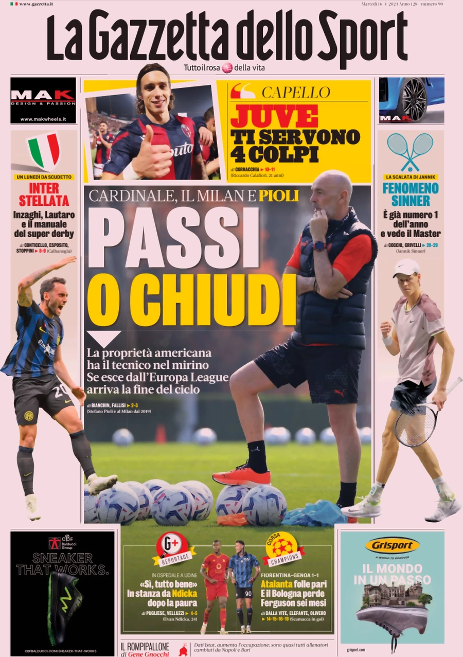 anteprima della prima pagina di la-gazzetta-dello-sport del 16/04/2024