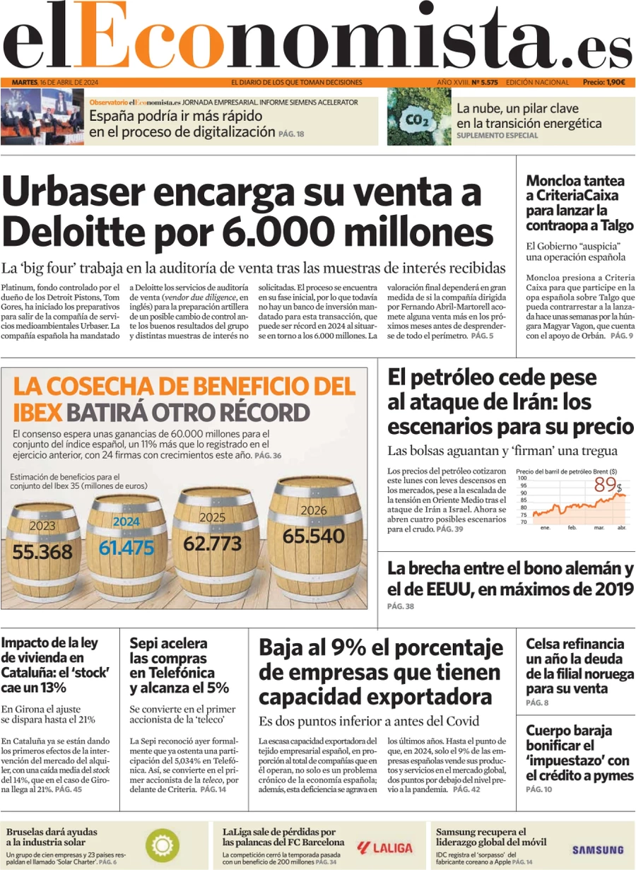 anteprima della prima pagina di el-economista del 16/04/2024