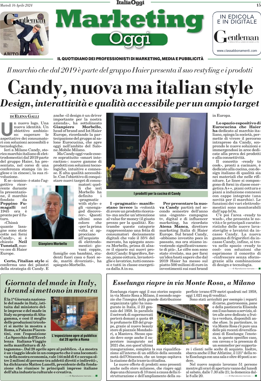 anteprima della prima pagina di marketing-oggi del 16/04/2024