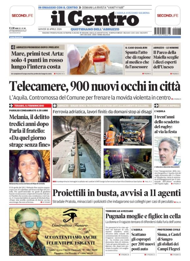 anteprima della prima pagina di il-centro-laquila del 18/04/2024