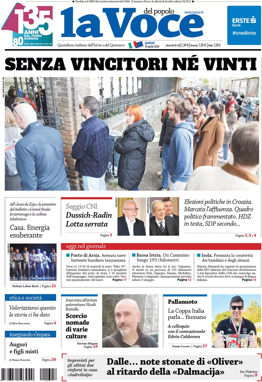 anteprima della prima pagina di la-voce-del-popolo del 18/04/2024