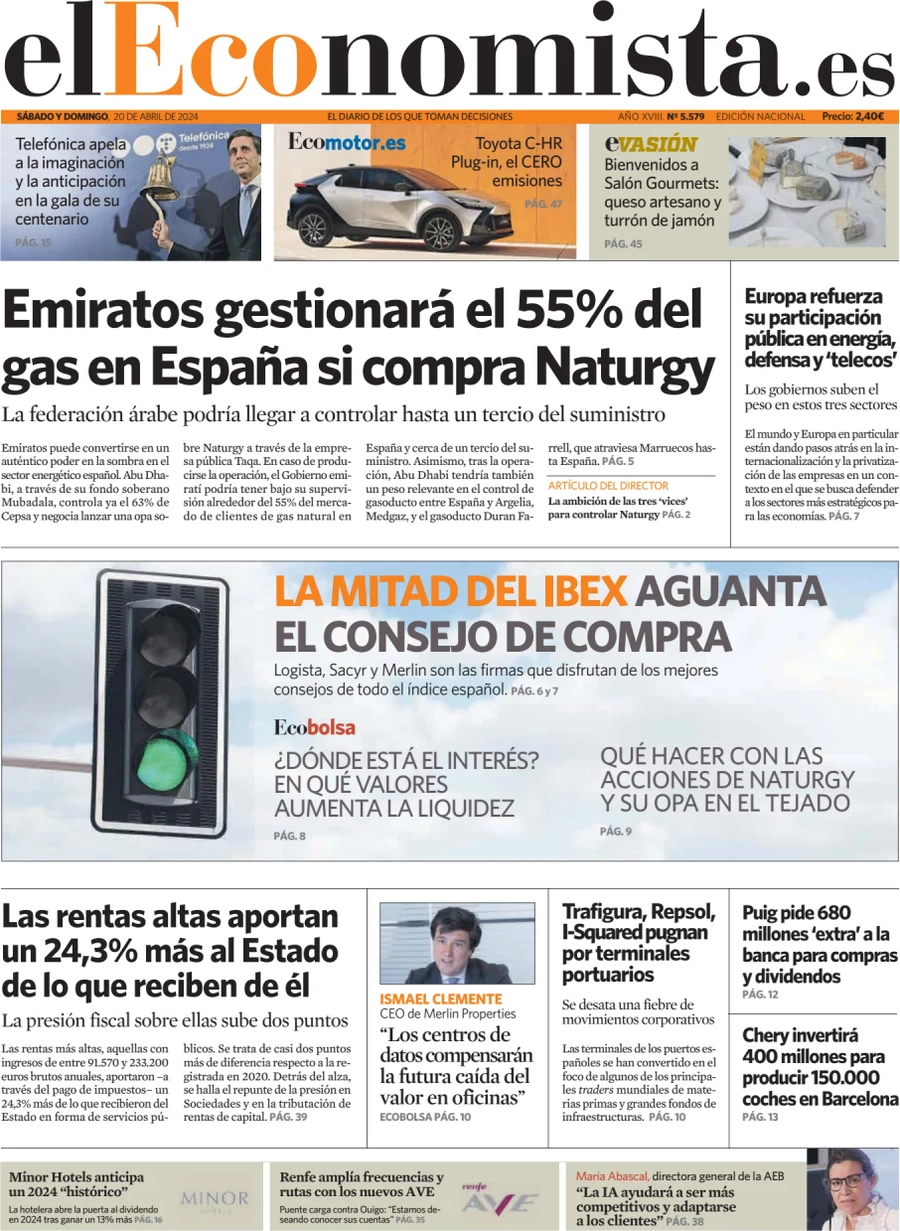 anteprima della prima pagina di el-economista del 20/04/2024