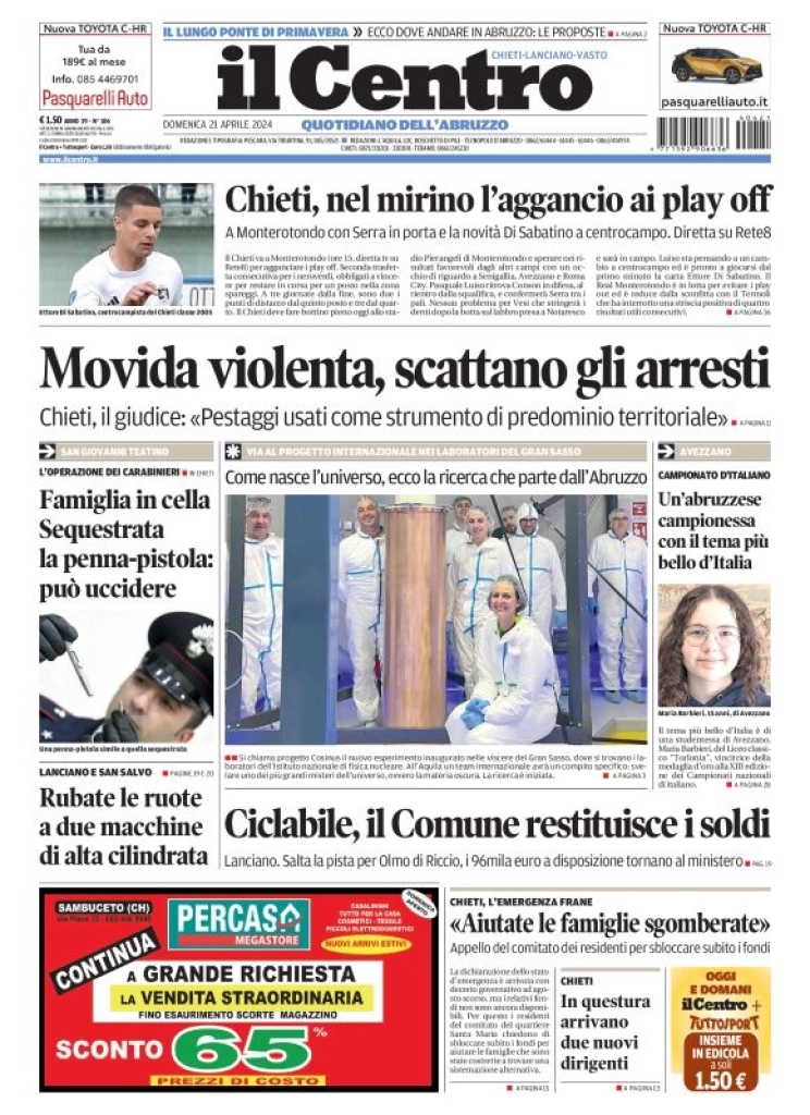 anteprima della prima pagina di il-centro-chieti del 21/04/2024