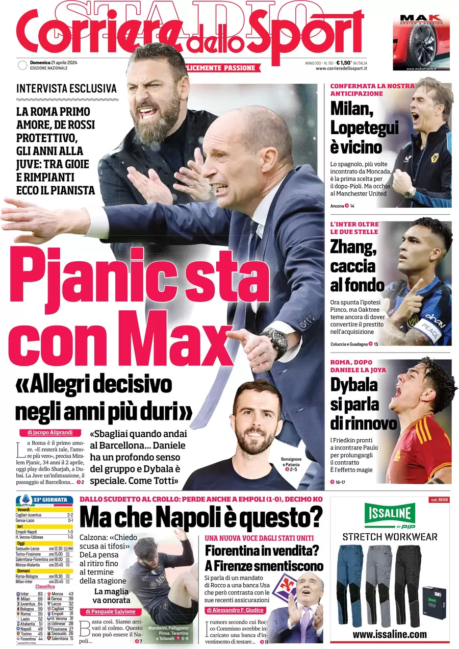 anteprima della prima pagina di corriere-dello-sport del 21/04/2024