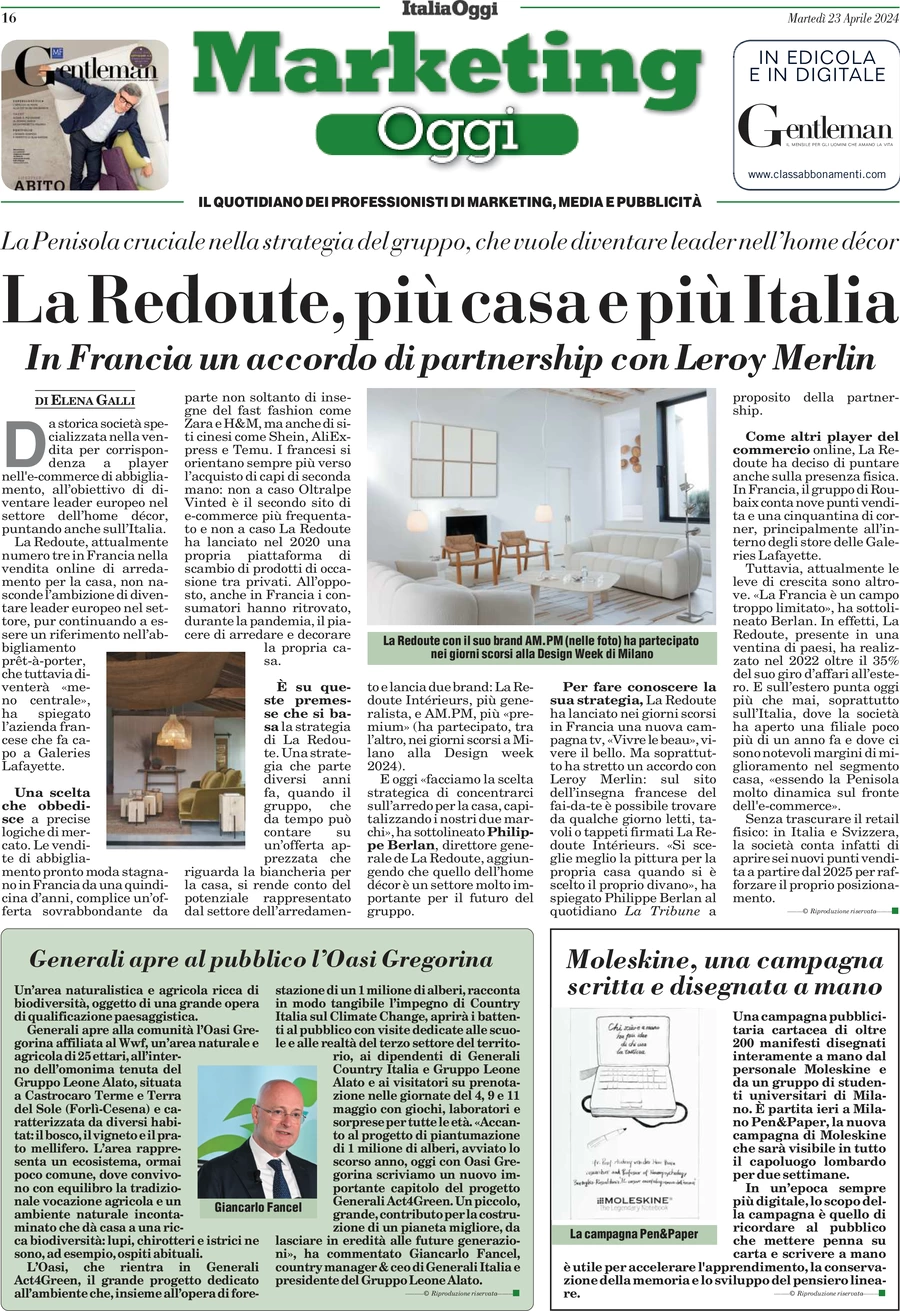 anteprima della prima pagina di marketing-oggi del 23/04/2024