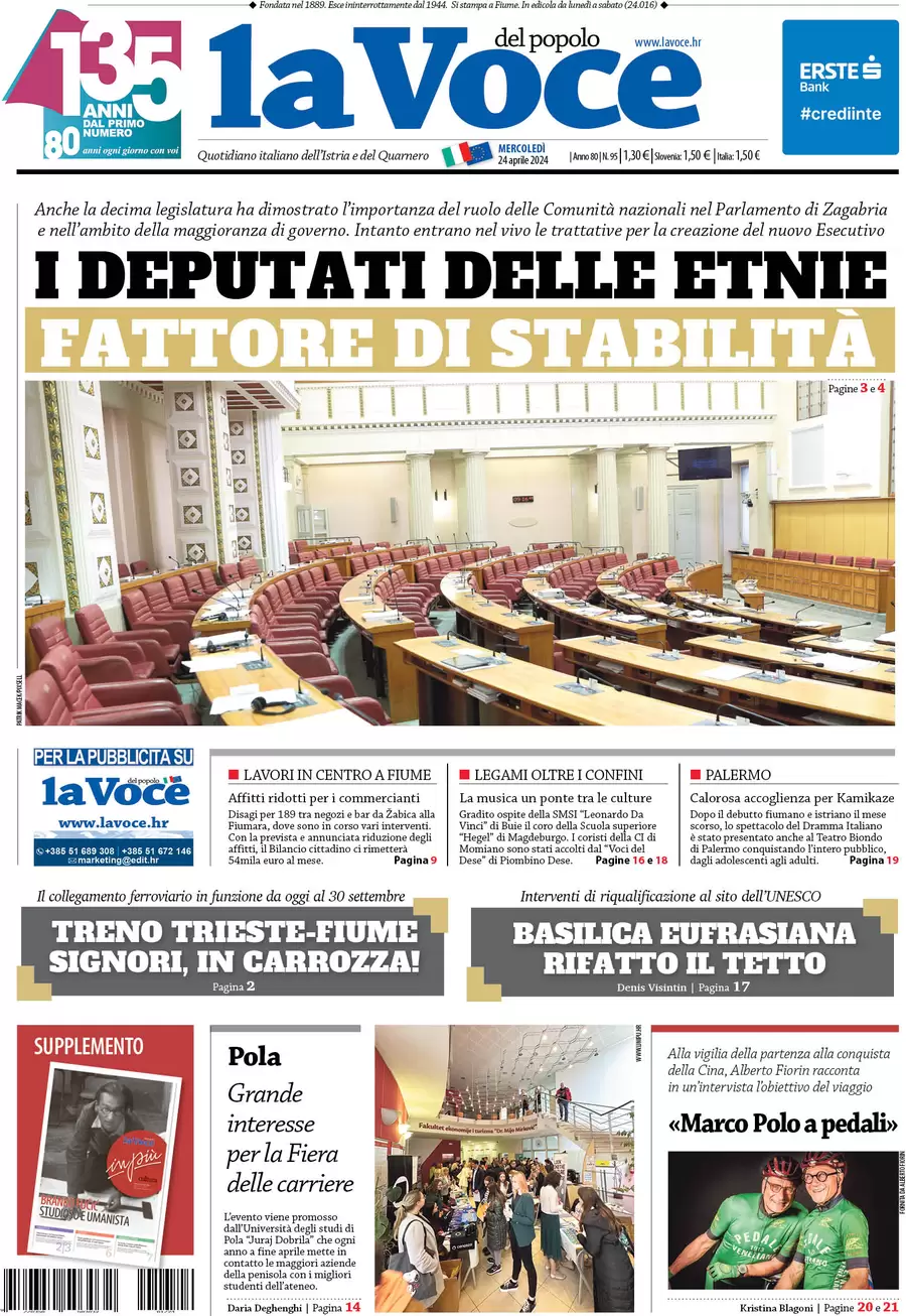 anteprima della prima pagina di la-voce-del-popolo del 24/04/2024