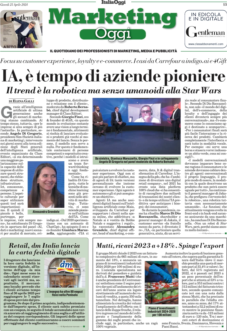 anteprima della prima pagina di marketing-oggi del 25/04/2024