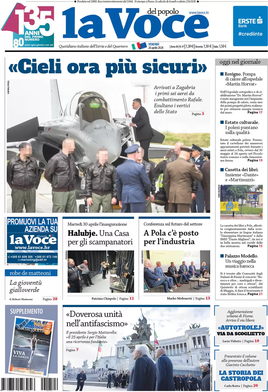 anteprima della prima pagina di la-voce-del-popolo del 26/04/2024