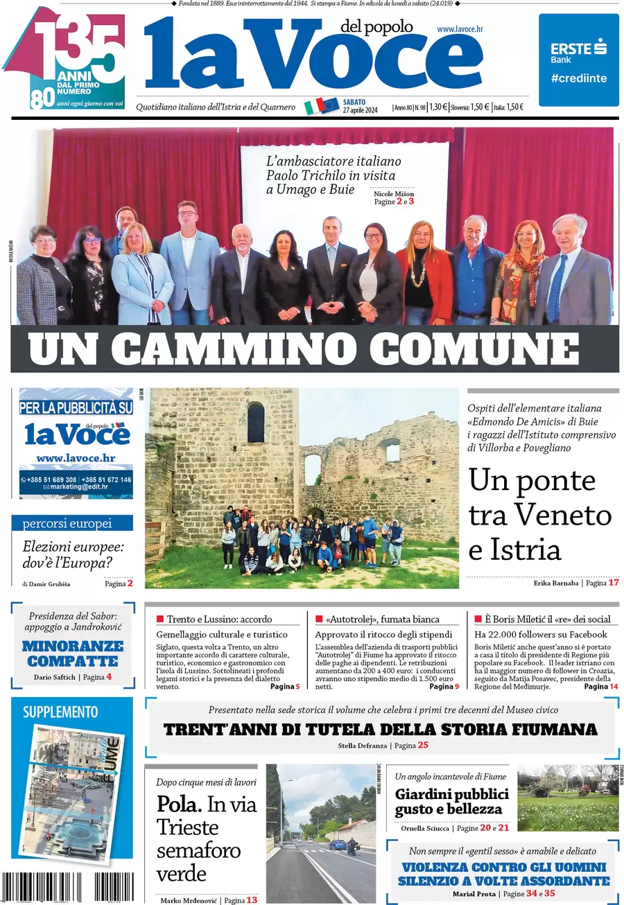 anteprima della prima pagina di la-voce-del-popolo del 27/04/2024