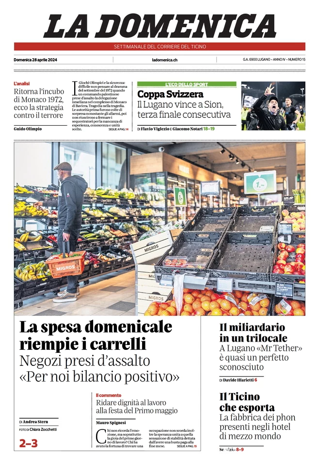 anteprima della prima pagina di corriere-del-ticino del 28/04/2024