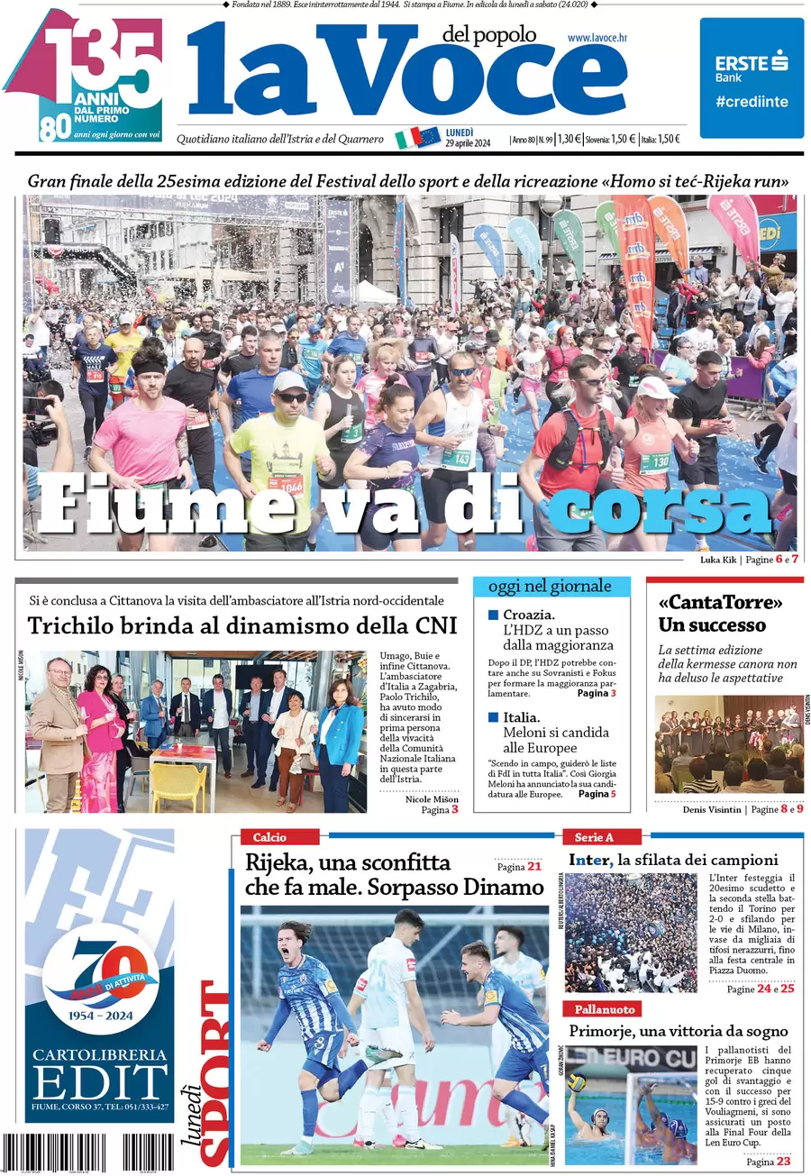 anteprima della prima pagina di la-voce-del-popolo del 29/04/2024