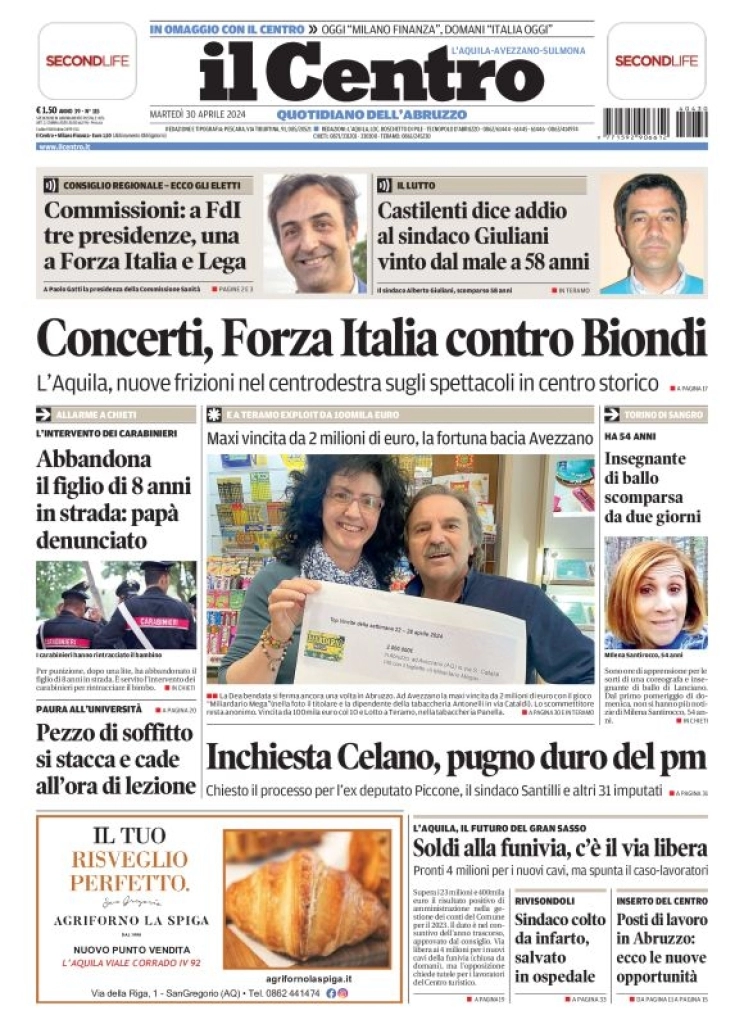 anteprima della prima pagina di il-centro-laquila del 30/04/2024