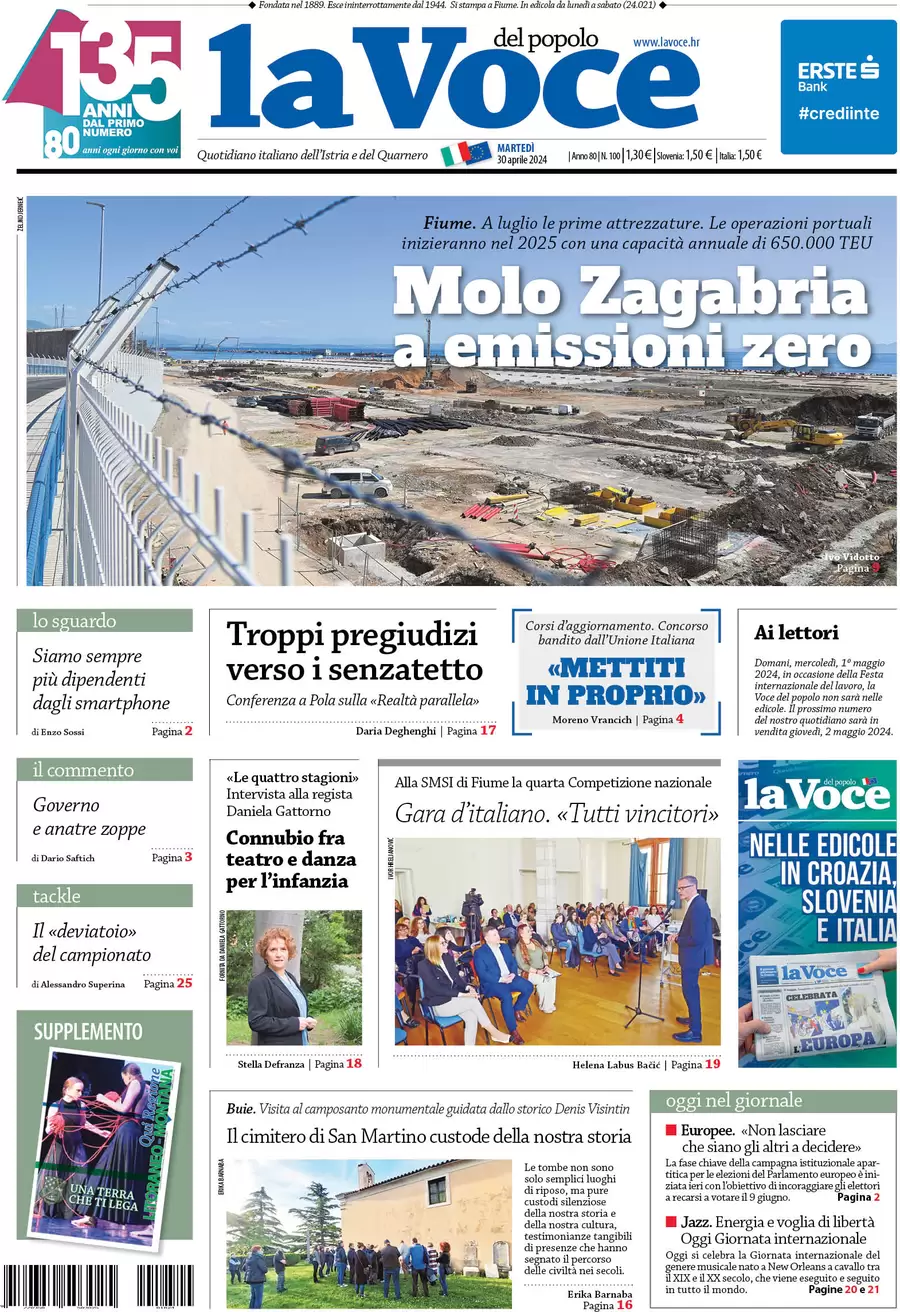 anteprima della prima pagina di la-voce-del-popolo del 30/04/2024