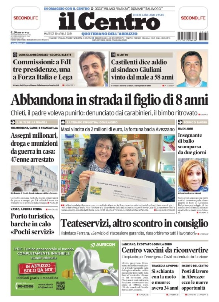 anteprima della prima pagina di il-centro-chieti del 30/04/2024