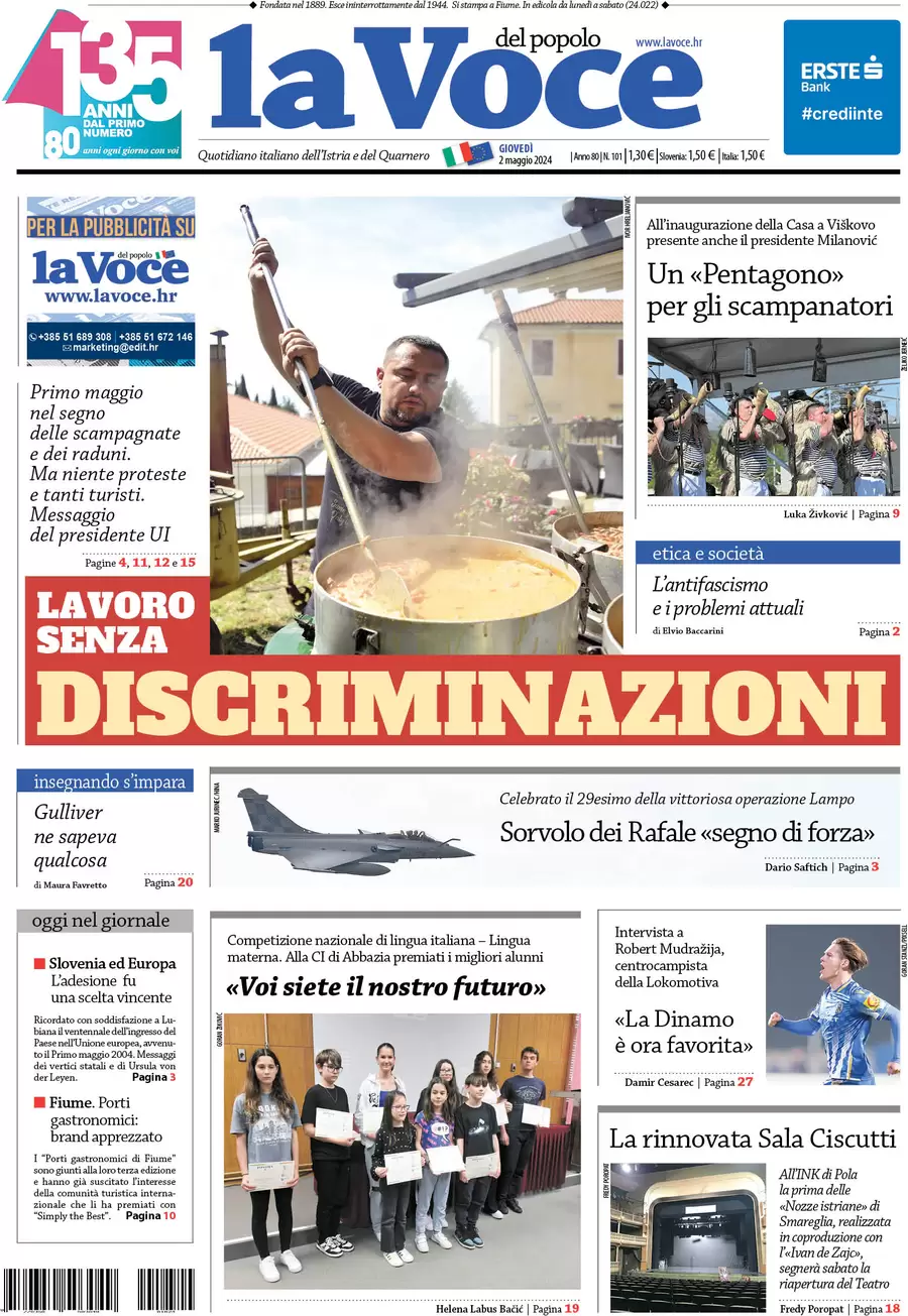 anteprima della prima pagina di la-voce-del-popolo del 02/05/2024