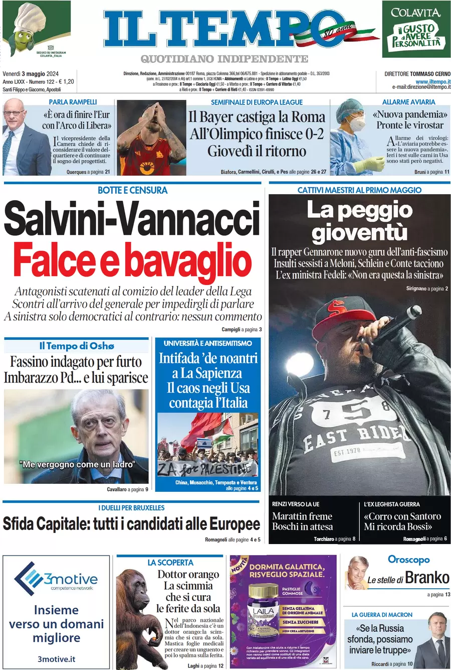 anteprima della prima pagina di il-tempo del 03/05/2024