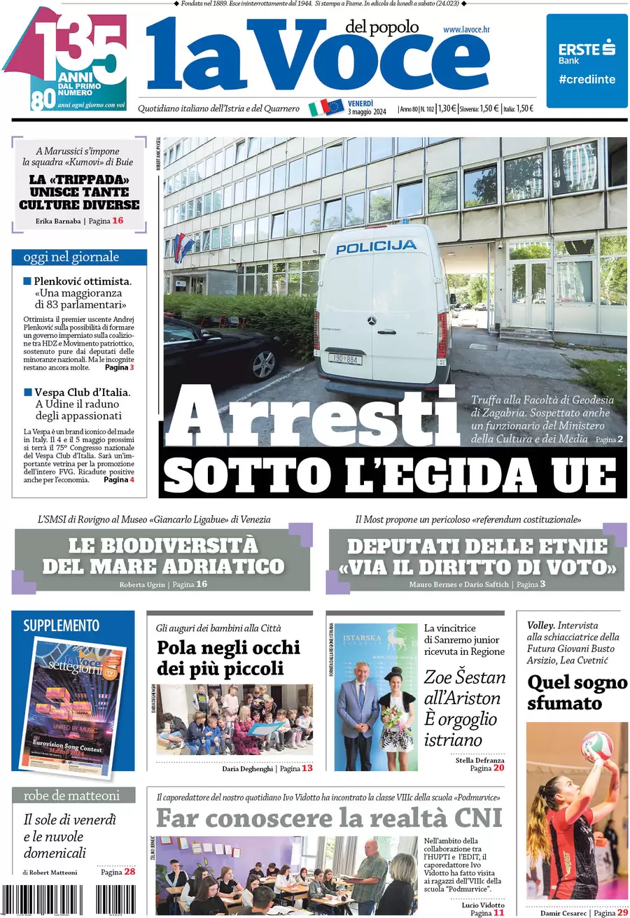 anteprima della prima pagina di la-voce-del-popolo del 03/05/2024