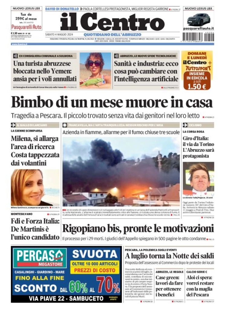 anteprima della prima pagina di il-centro-pescara del 04/05/2024