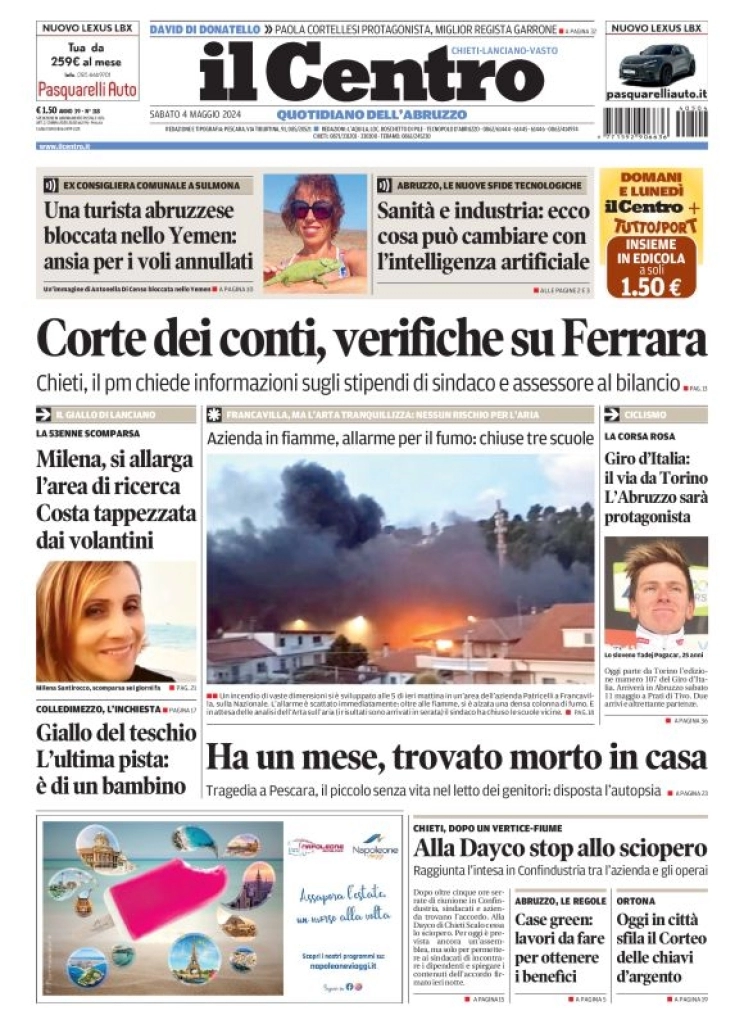 anteprima della prima pagina di il-centro-chieti del 04/05/2024