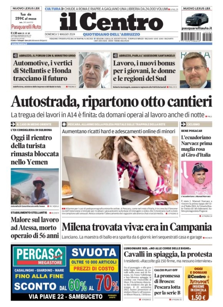 anteprima della prima pagina di il-centro-pescara del 05/05/2024