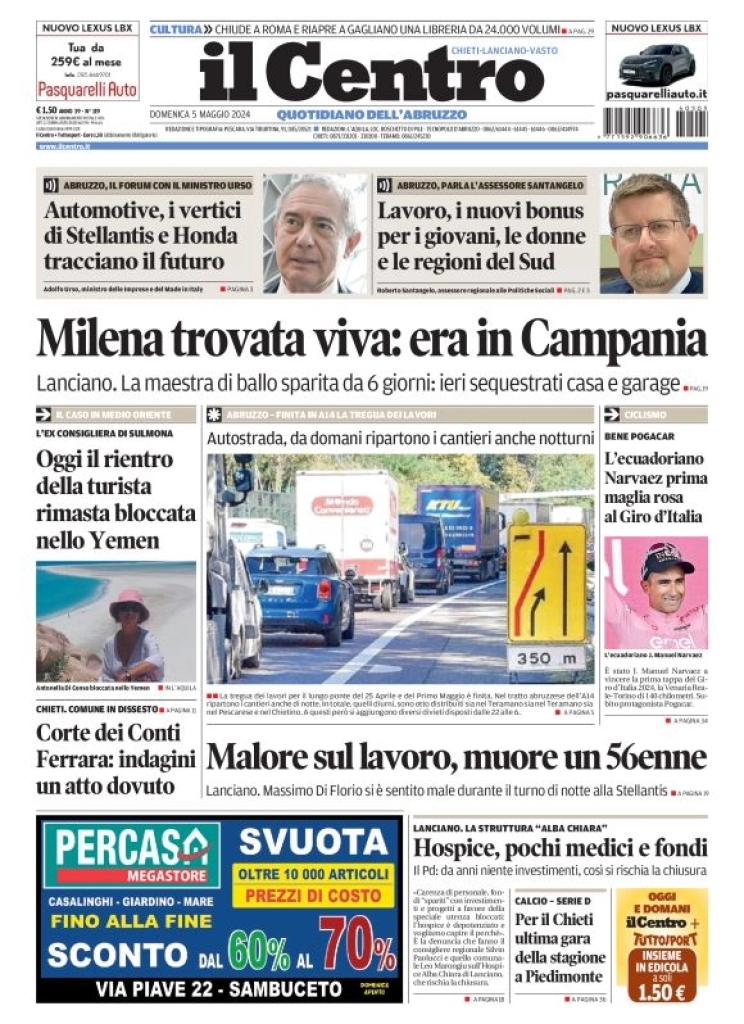 anteprima della prima pagina di il-centro-chieti del 05/05/2024