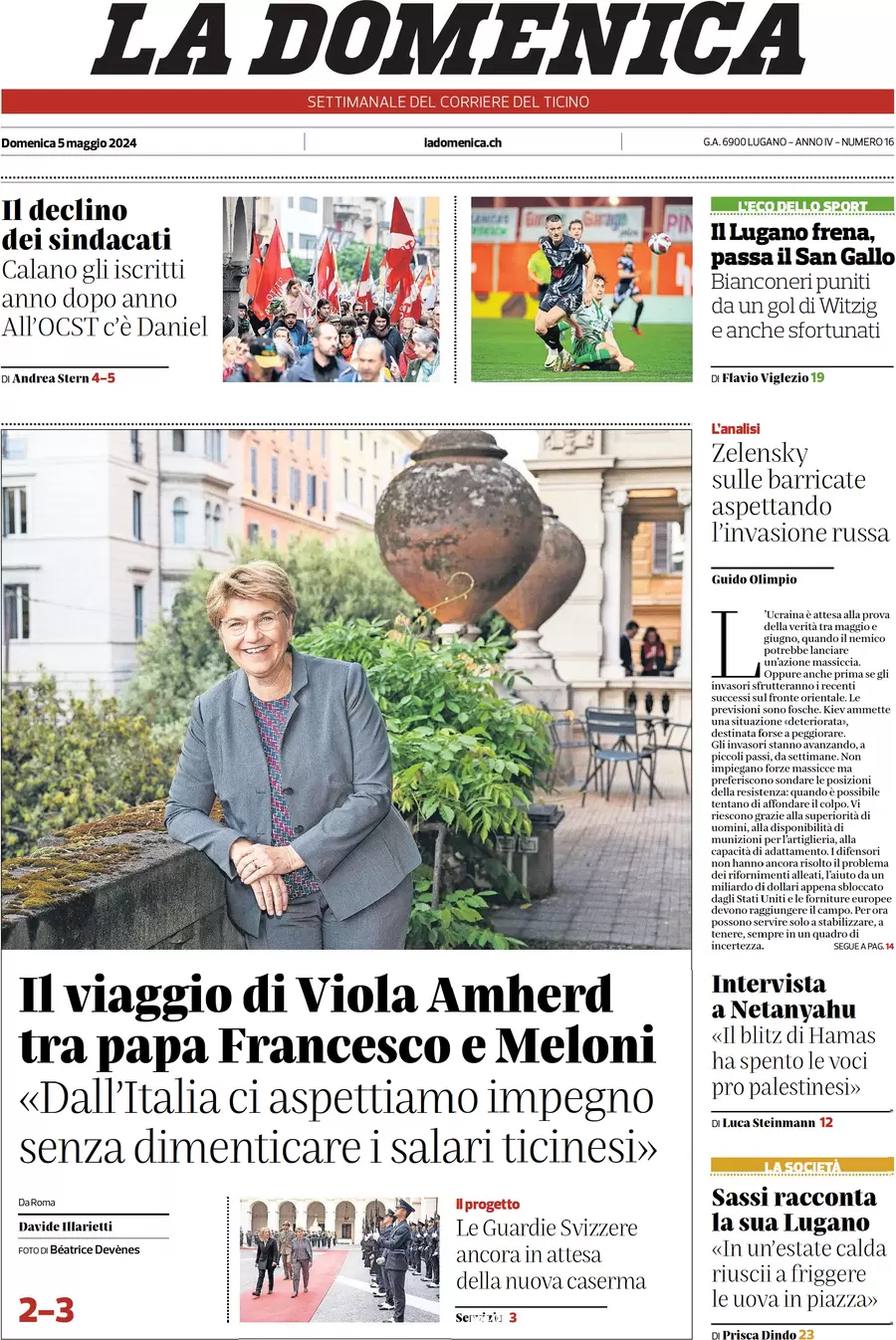 anteprima della prima pagina di corriere-del-ticino del 05/05/2024