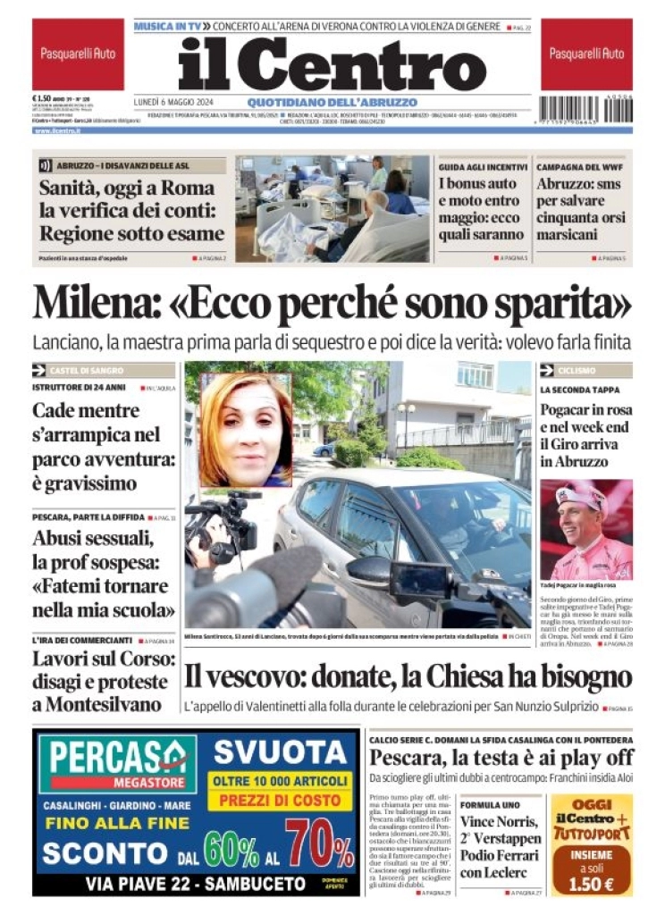 anteprima della prima pagina di il-centro-pescara del 06/05/2024