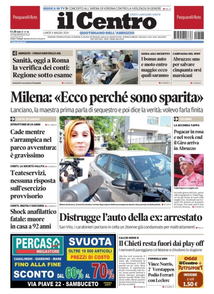 anteprima della prima pagina di Il Centro (Chieti)