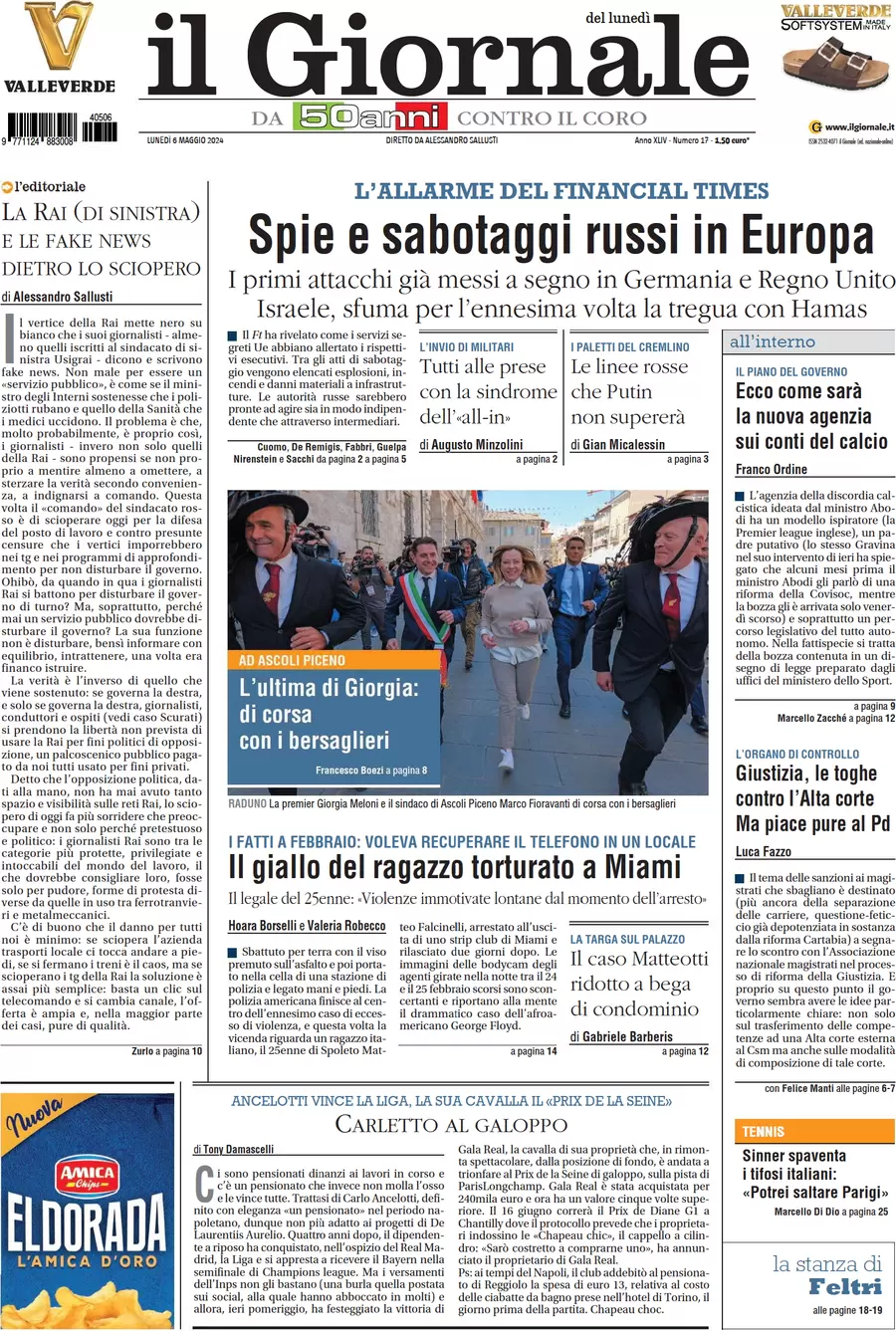 anteprima della prima pagina di il-giornale del 06/05/2024