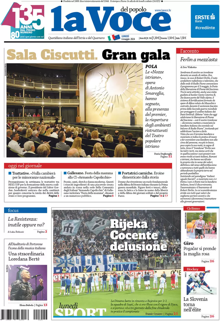 anteprima della prima pagina di la-voce-del-popolo del 06/05/2024