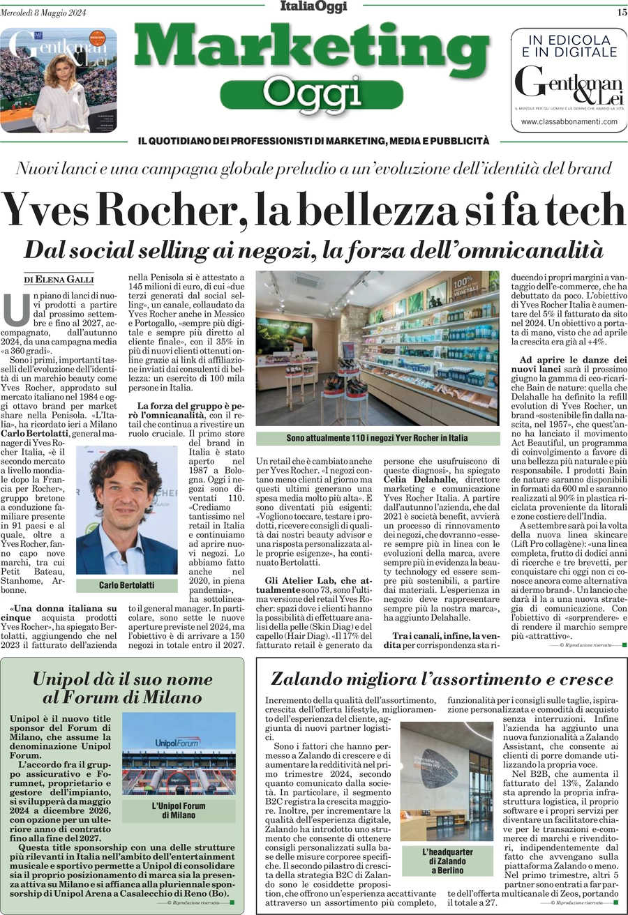 anteprima della prima pagina di marketing-oggi del 08/05/2024