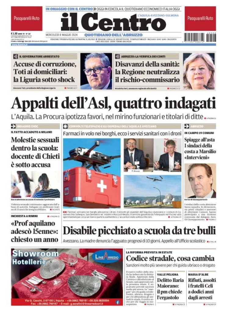 anteprima della prima pagina di il-centro-laquila del 08/05/2024