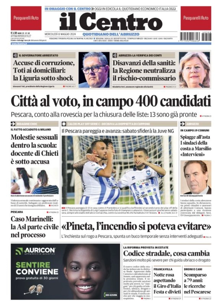 anteprima della prima pagina di il-centro-pescara del 08/05/2024