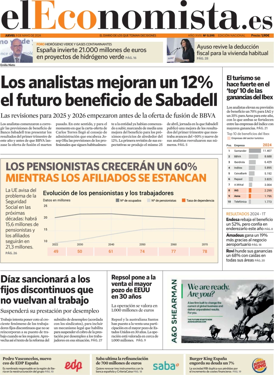 anteprima della prima pagina di el-economista del 09/05/2024