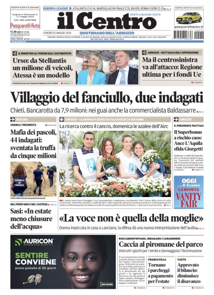 anteprima della prima pagina di il-centro-chieti del 10/05/2024