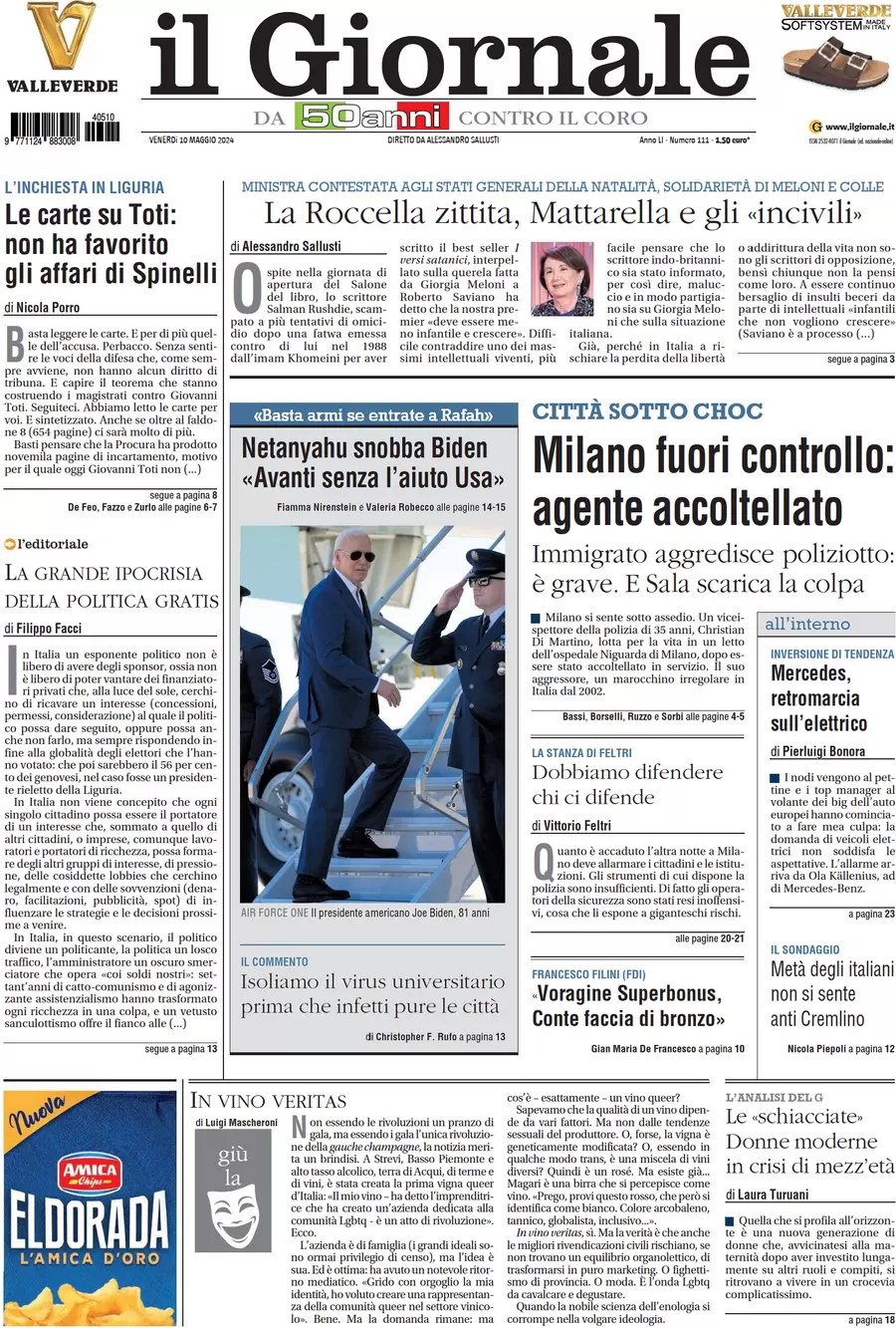 anteprima della prima pagina di il-giornale del 10/05/2024